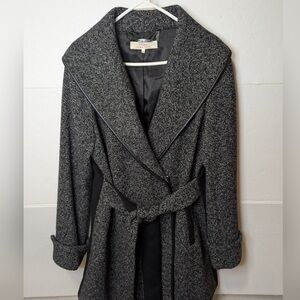 Trina Turk Charcoal and Black Trench Coat